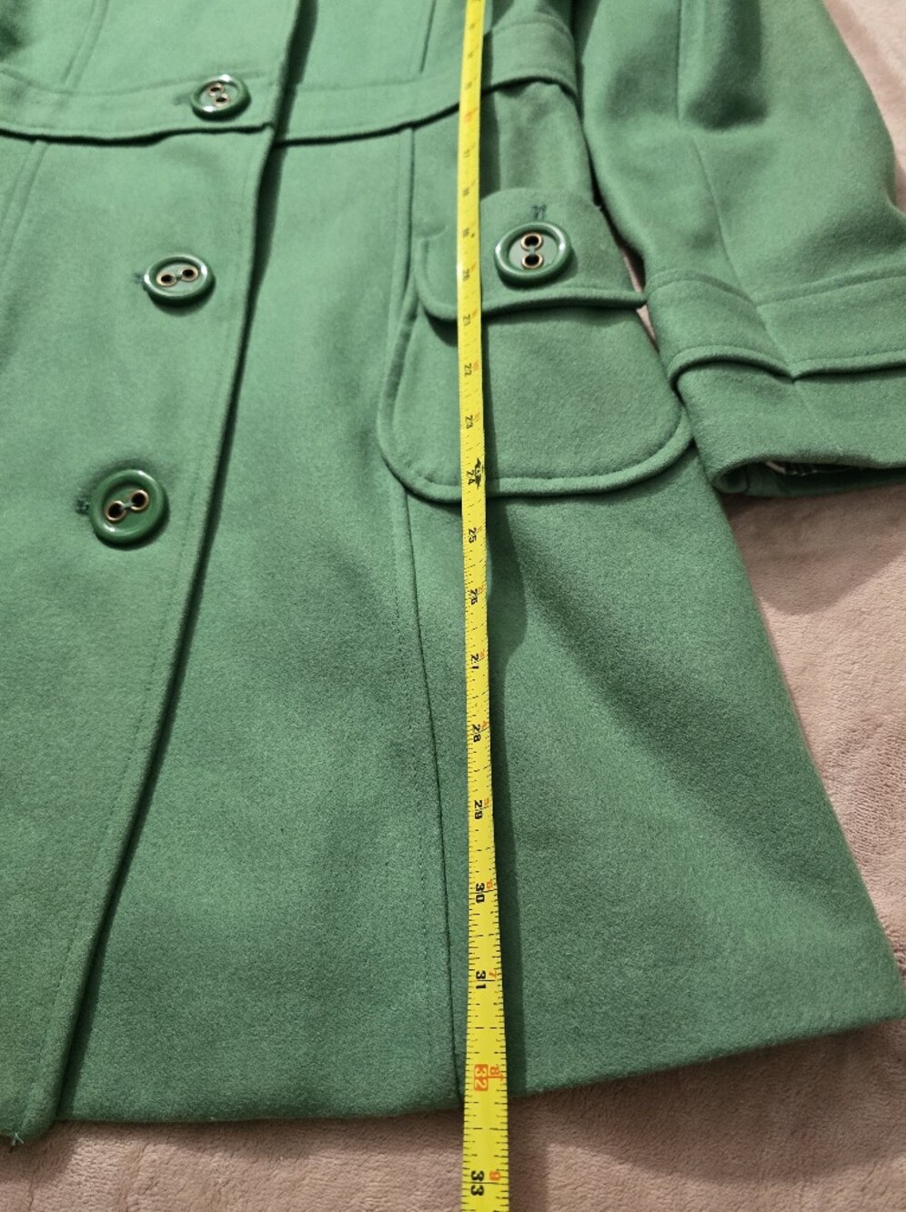 Tulle Anthropologie Pea Coat Retro 60s Fairy Wool Blend Viscose Green Small - Picture 8 of 11